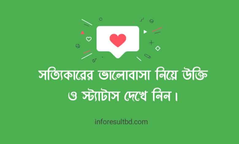 সত্যিকারের ভালোবাসা নিয়ে উক্তি ও স্ট্যাটাস